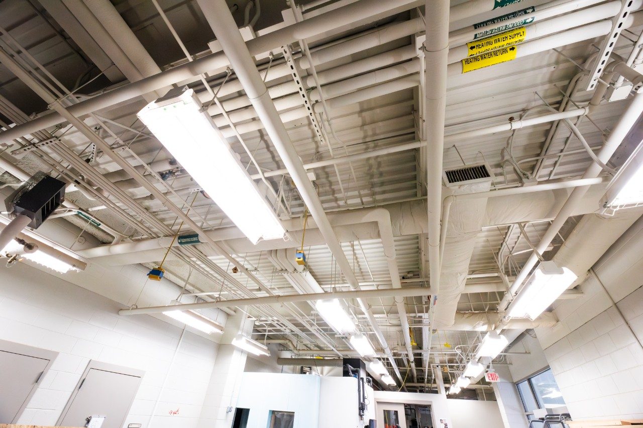 Exposed building ceiling inside Bishop-Favrao.