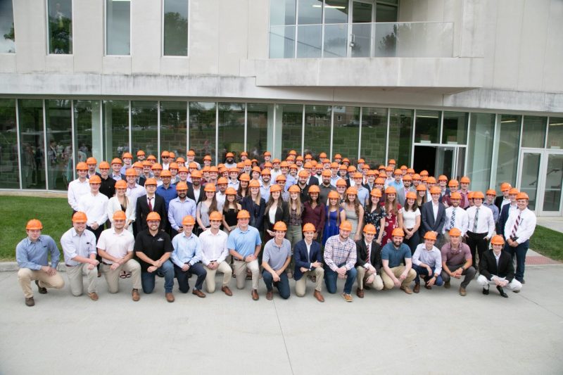 Students during Hardhatting Ceremony taking group photo