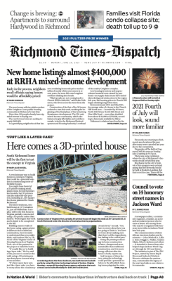 image of front of newspaper, Richmond Times Dispatch