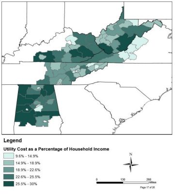 Median Utility Cost as a Percentage of Household Income (Rent) Map