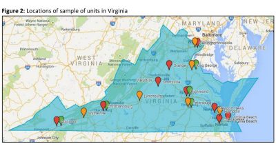 Locations of sample units across Virginia