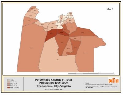Percentage Change in Total Population, 1990-2000 Chesapeake City, Virginia