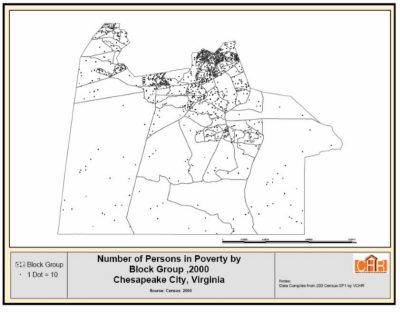 Number of Persons in Poverty by Block Group, 2000 Chesapeake City, Vigrinia Map