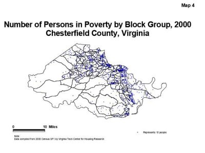 Number of Persons in Poverty by Block Group, 2000 Chesterfield County, Virginia Map