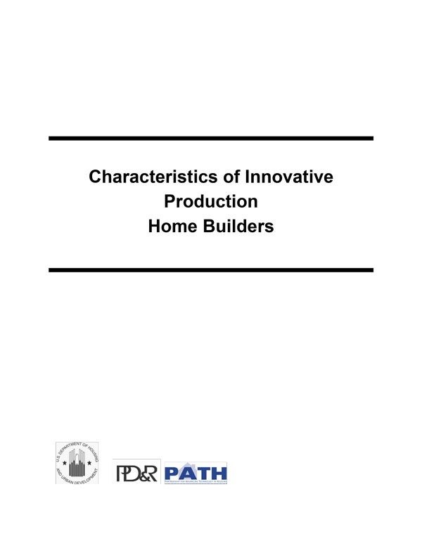 Characteristics of Innovative Production Home Builders Cover
