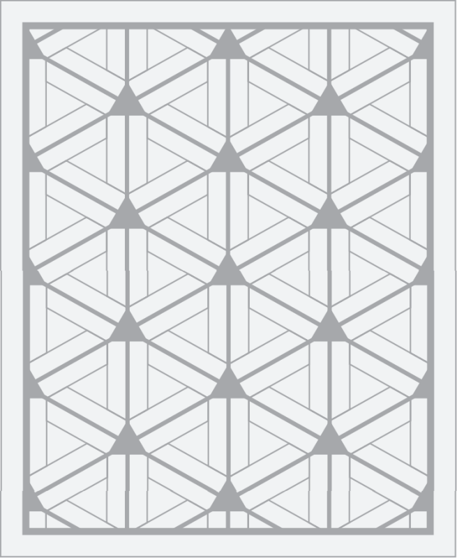 Myers-Lawson School of Construction entrance Hitt Hall Heraldry repeating triangle pattern. Design by Cooper Cary.