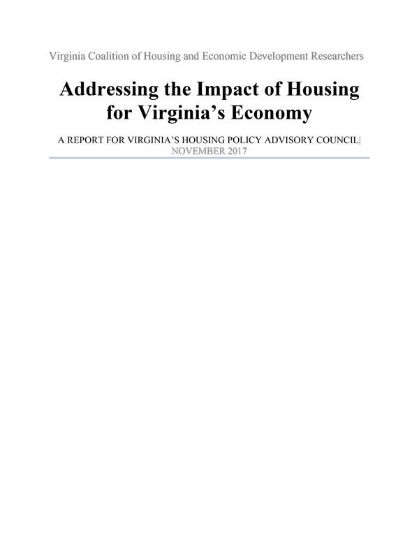 Addressing the Impact of Housing for Virginia’s Economy Cover