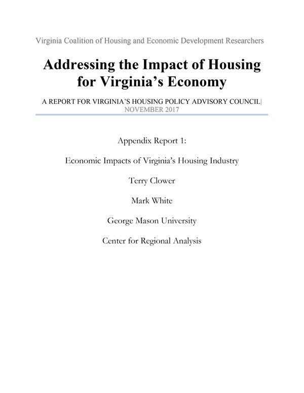 Appendix Report 1: Economic Impacts of Virginia’s Housing Industry Cover