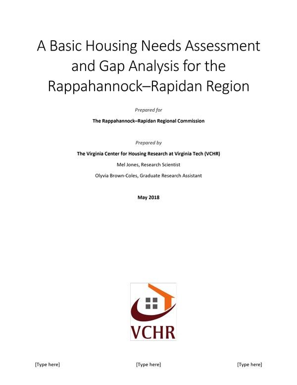 A Basic Housing Needs Assessment and Gap Analysis for the Rappahannock-Rapidan Region Cover