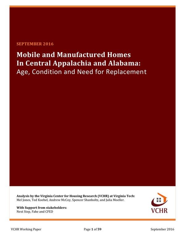 Mobile and Manufactured Homes In Central Appalachia and Alabama Cover