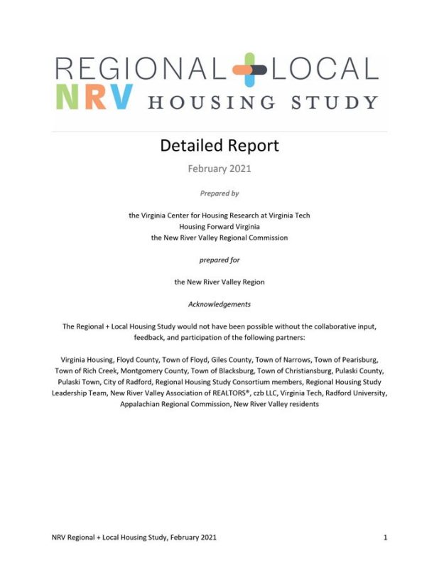 The Regional + Local Nrv Housing Study - Detailed Report Cover